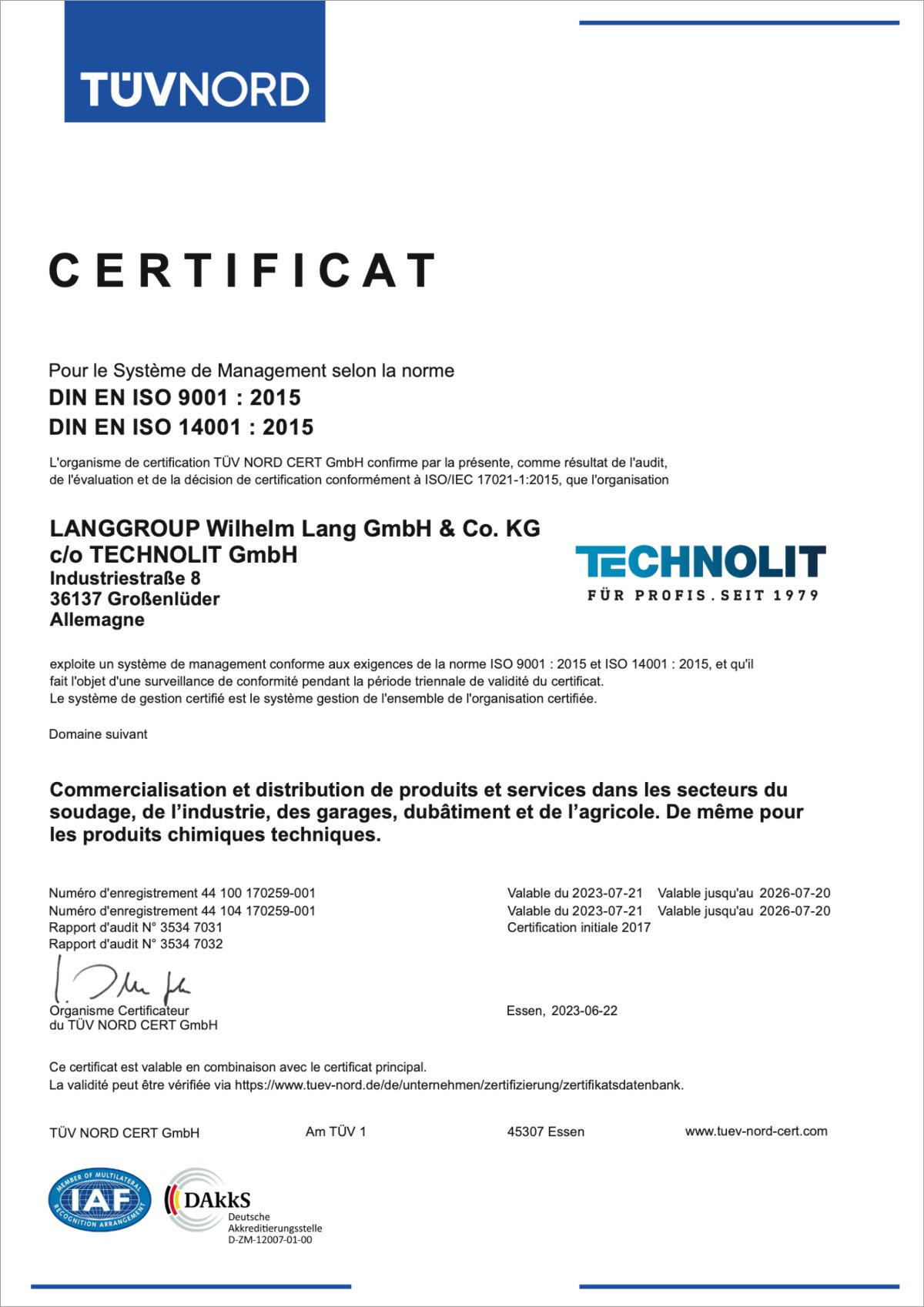 Dokument - Qualitätsmanagement - ISO Zertifikat F