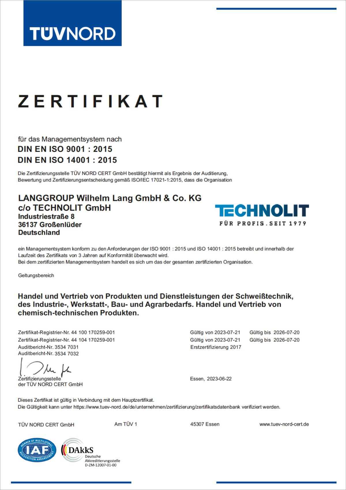 Dokument - Qualitätsmanagement - ISO Zertifikat D